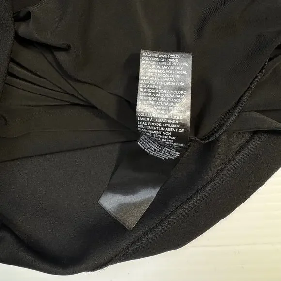 White House Black Market Black Ruffle Sheath Dress Medium Petite MP Cocktail LBD - Picture 9 of 16